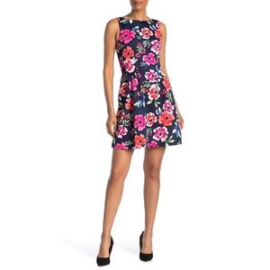 [Vince Camuto] Floral Sleeveless Scuba Fit & Flare